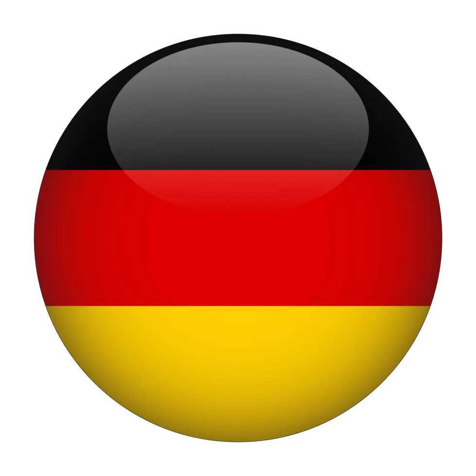 a german flag in a circle on a white background