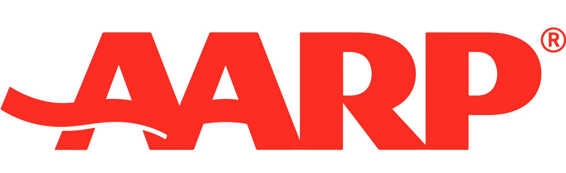 Red AARP logo with a curved line under the 'A'.