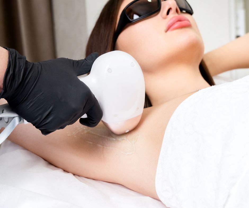 A Person Receiving Laser Hair Removal Treatment — Hope Laser and Beauty Clinic in Forster, NSW