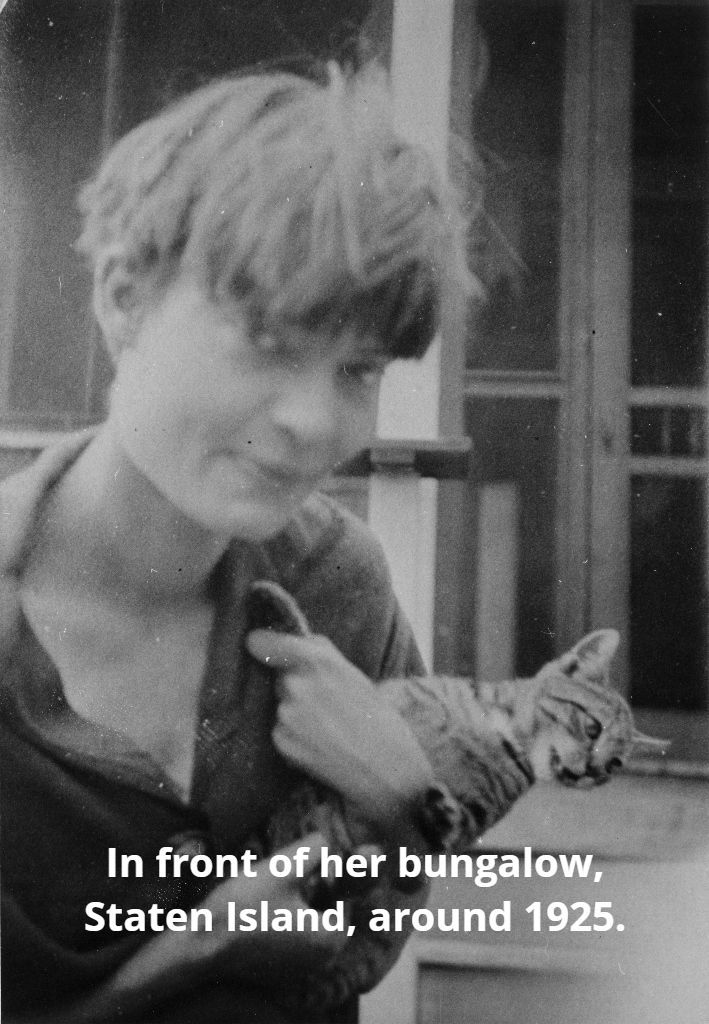 In front of her bungalow, Staten Island, around 1925.