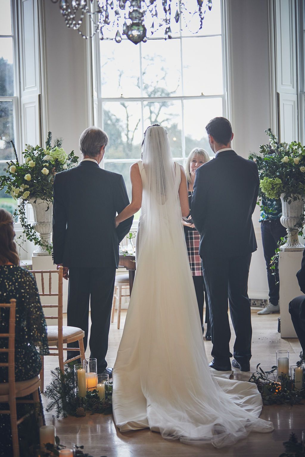 Bride and groom at their wedding ceremony in Exeter, Devon. 