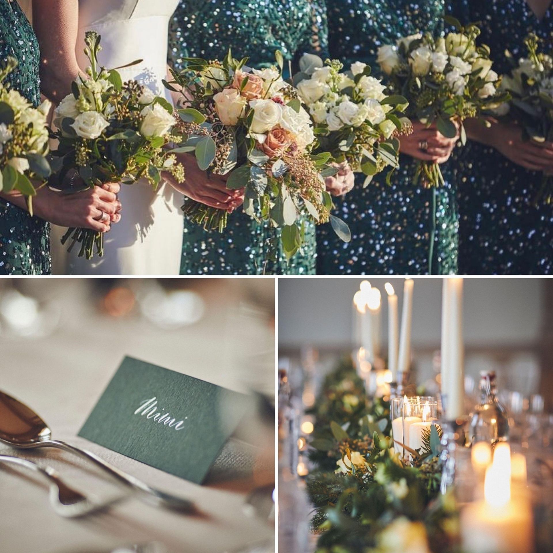 Bridal bouquets in a wedding venue in Exeter, Devon.