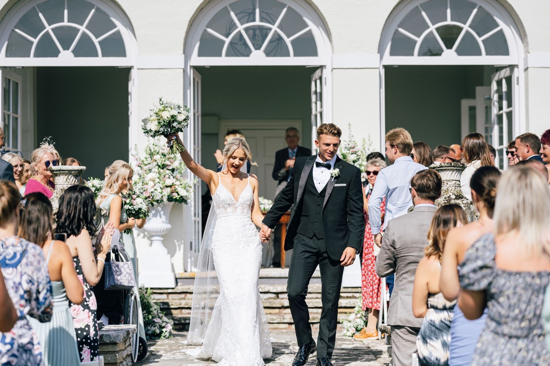 Bride and groom, September wedding