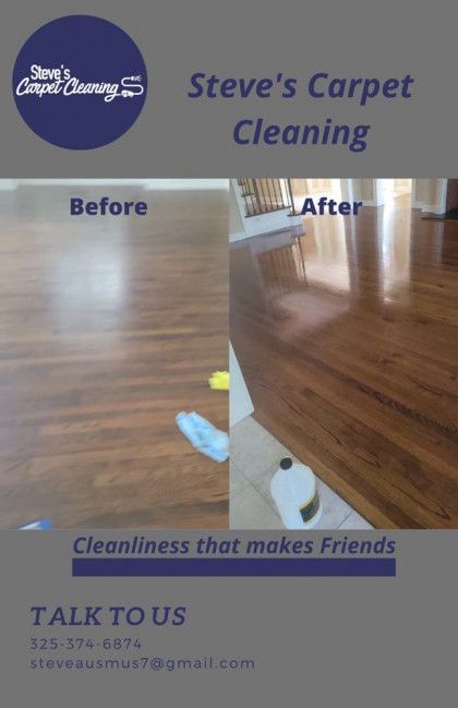 An ad for steve 's carpet cleaning shows a before and after photo