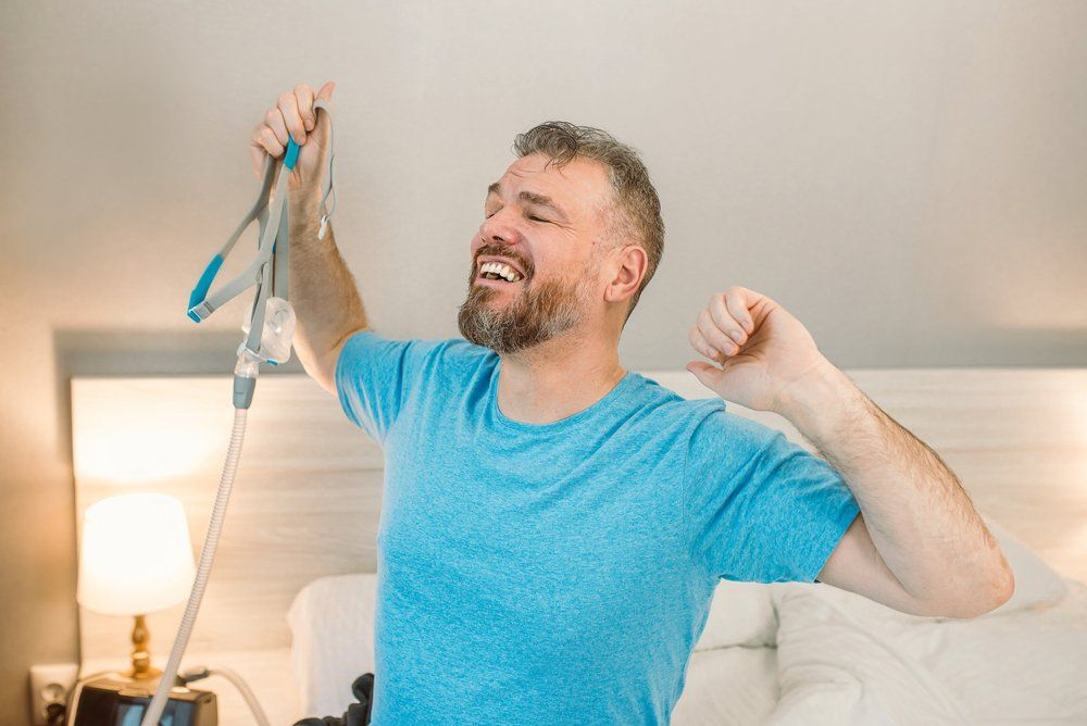 Man Finally Breathes Properly After CPAP — Mountain Creek Physiotherapy Clinic in Mountain Creek, QLD