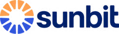Sunbit logo with blue sunburst icon and blue wordmark on white background