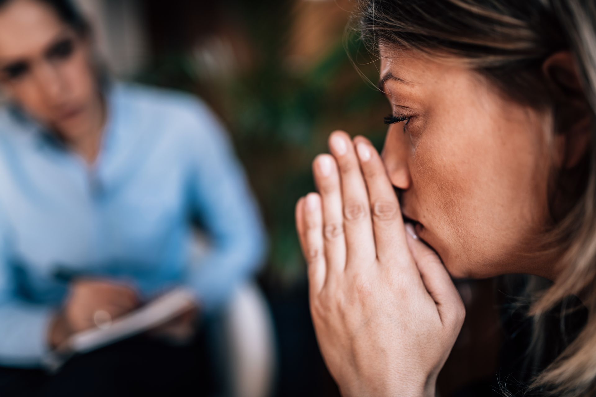 A woman having an anxiety