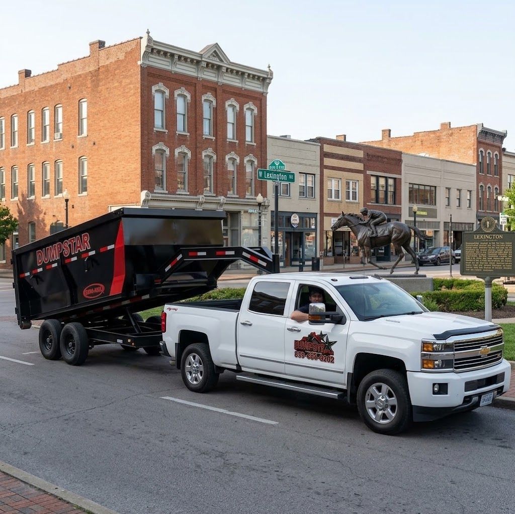Your truck partway through a drop, sliding the container onto boards in a driveway.