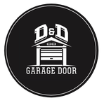 Black circular logo with white “D&D Garage Door” text and a stylized garage door icon.