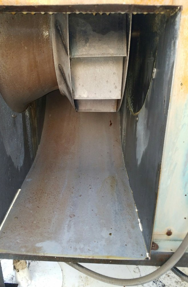 a close up of a fan inside of a machine .
