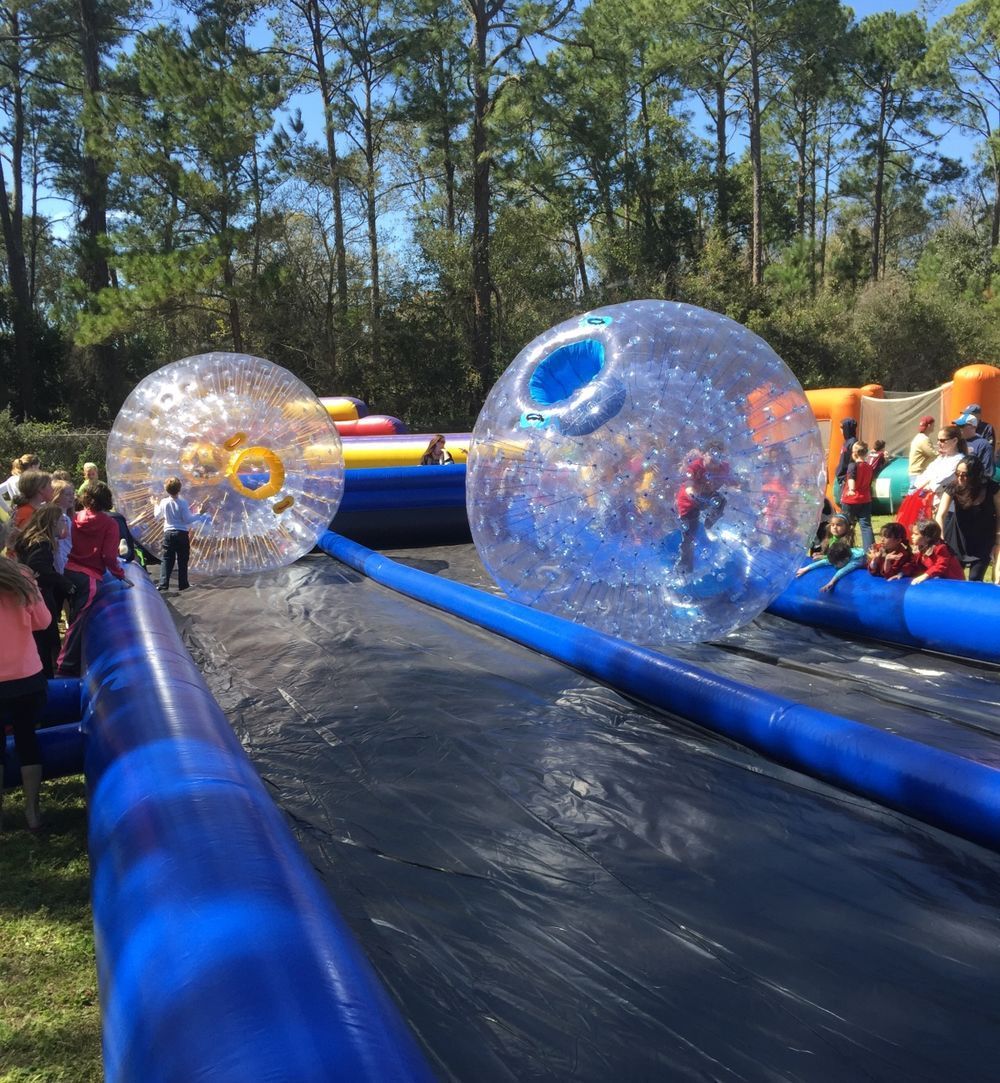 Human Hamster Ball Race with Zorb balls