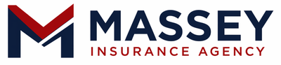 Massey Insurance Agency logo in navy red and gray text with stylized M icon