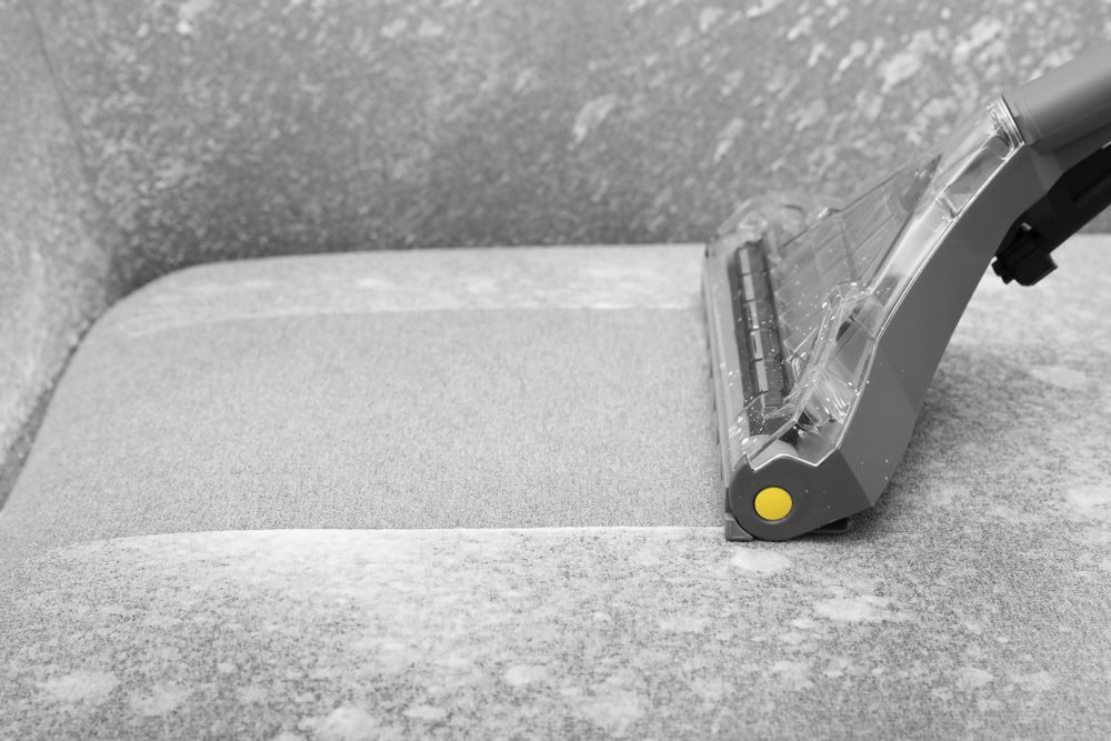 A Black and White Photo of A Vacuum Cleaner Cleaning a Carpet — Haydyn's Cleaning In Urraween, QLD
