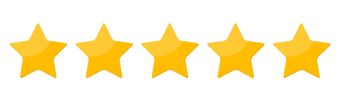A row of five yellow stars on a white background.