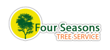 Four Seasons Tree Service logo with green tree in yellow circle and green-orange text