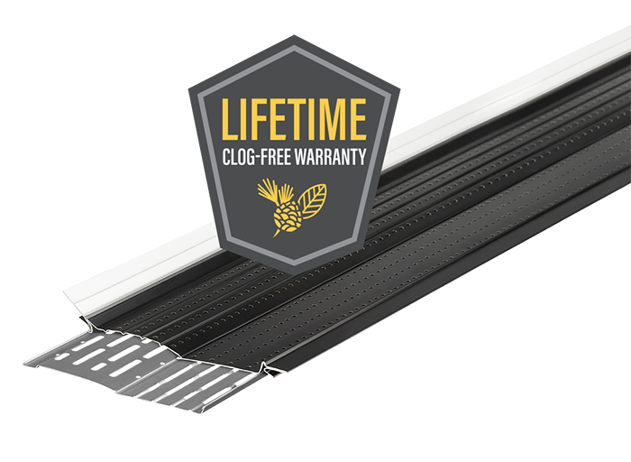 Black roof trim with silver edge, featuring a “Lifetime Gold-Free Warranty” badge.