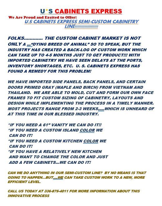 Semi-Custom Cabinetry Line Info