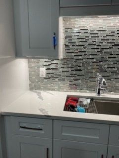 Patterned Tiles on Kitchen Sink