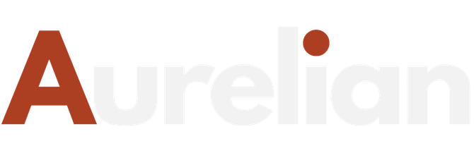 Aurelian logo with a rust-colored “A” and light gray text on a white background