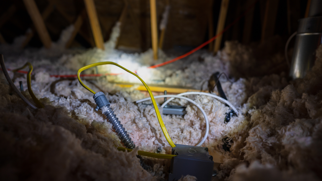 There are a lot of wires in the attic.