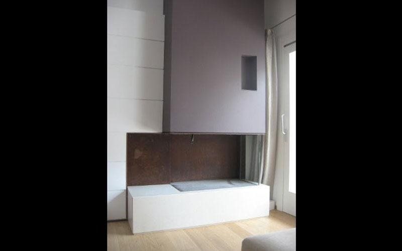 Rivestimento interno in acciaio cor-ten per caminetto