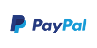 The PayPal logo features a stylized, overlapping double-P icon in dark and light blue next to the word 