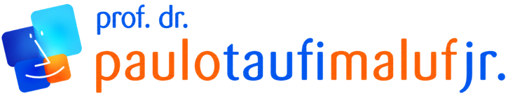 Logotipo com ícone abstrato azul e laranja e o texto “prof. dr. paulotaufimaufjr”.