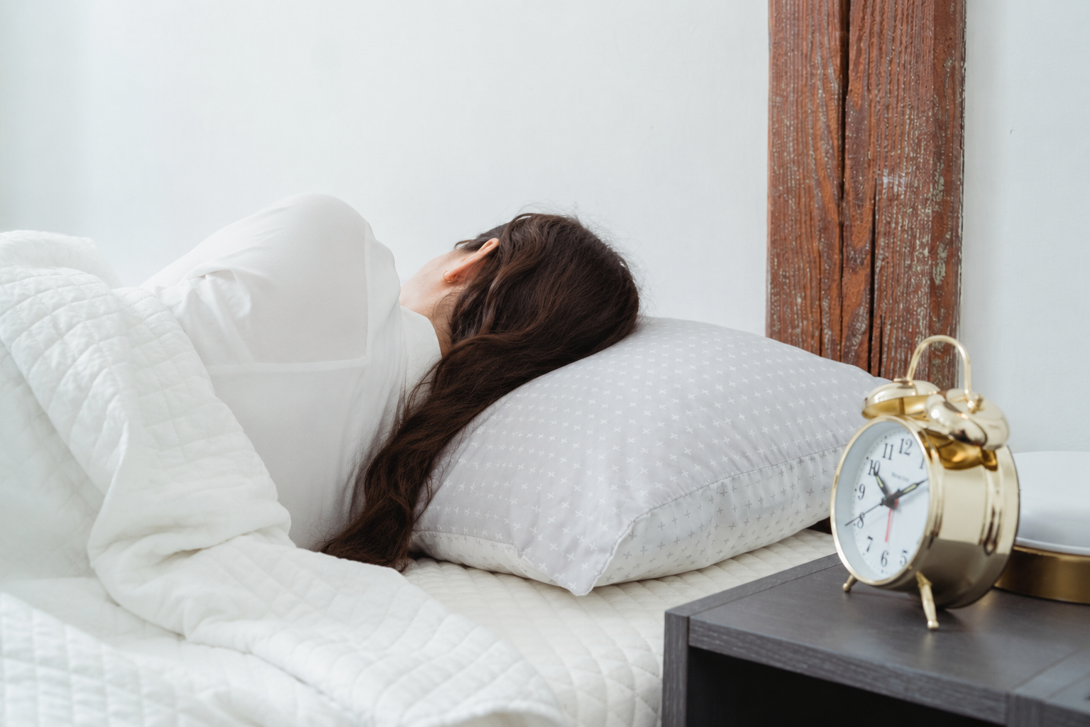 woman sleeping in wig