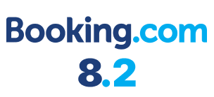 A blue and white logo for booking.com 8.2.