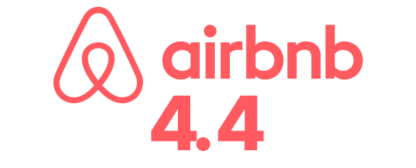 A red airbnb 4.4 logo on a white background