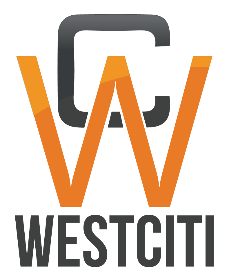 The logo for westciti is orange and black