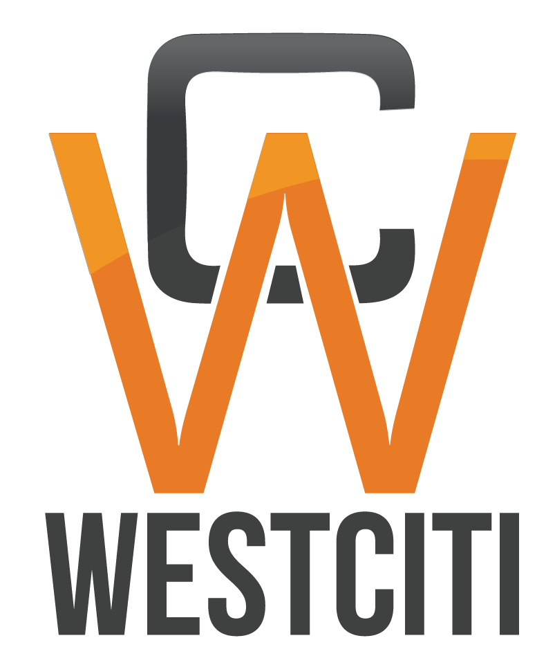 The logo for westciti is orange and black