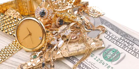 Gold buyers, Gold jewelry over cash for Jake's Cash for Gold, Edison, NJ.