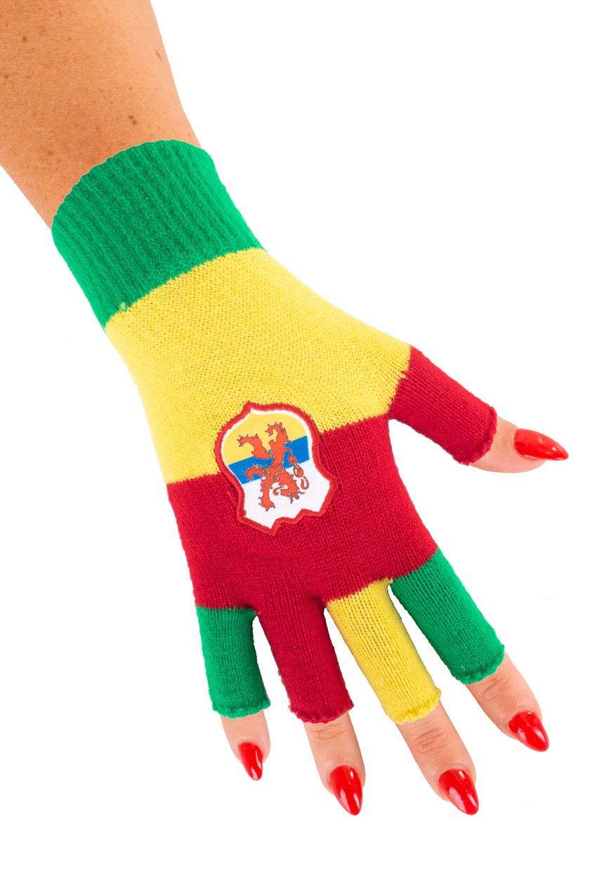 UITVERKOOP!!! Vingerloze handschoenen rood, geel en groen met Wapen van Limburg