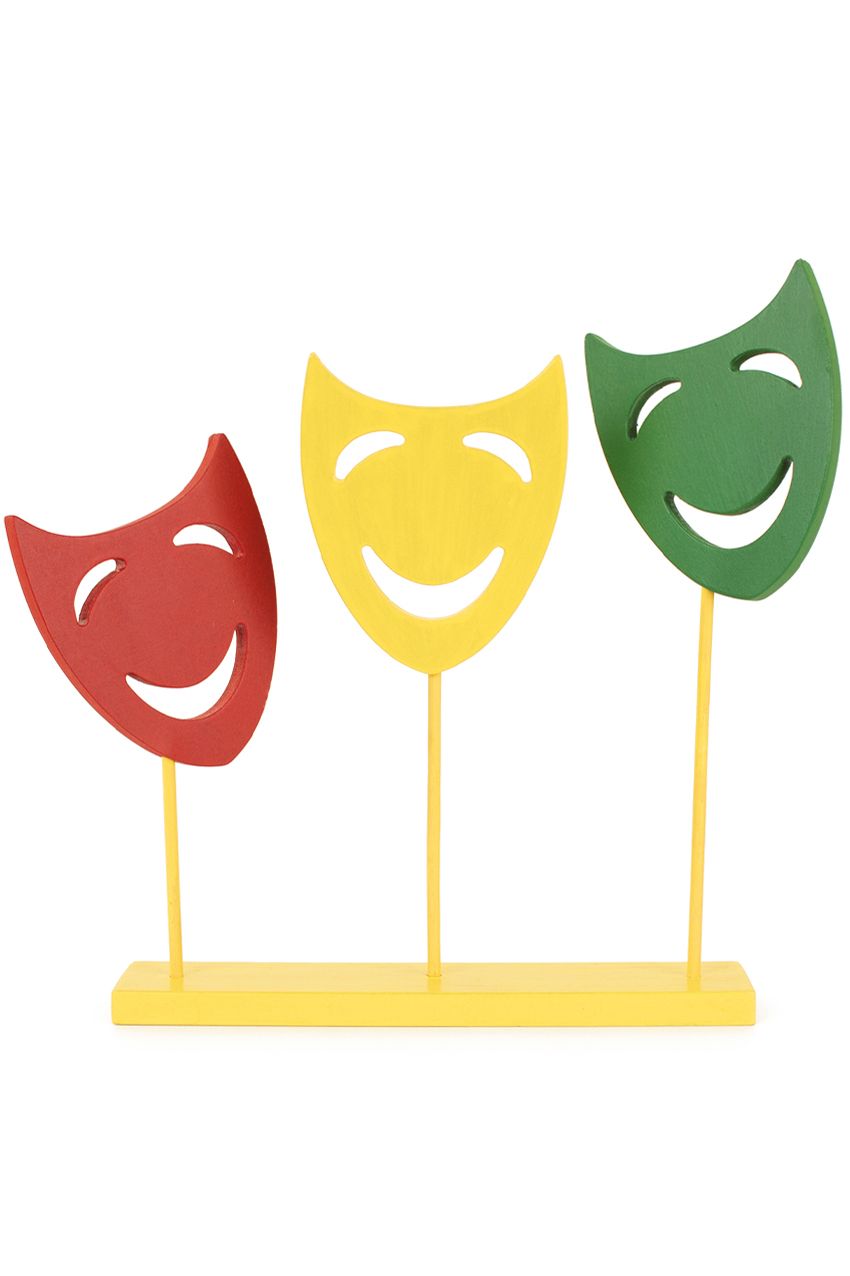 UITVERKOOP!!! Decoratieplank met drie maskers op stok