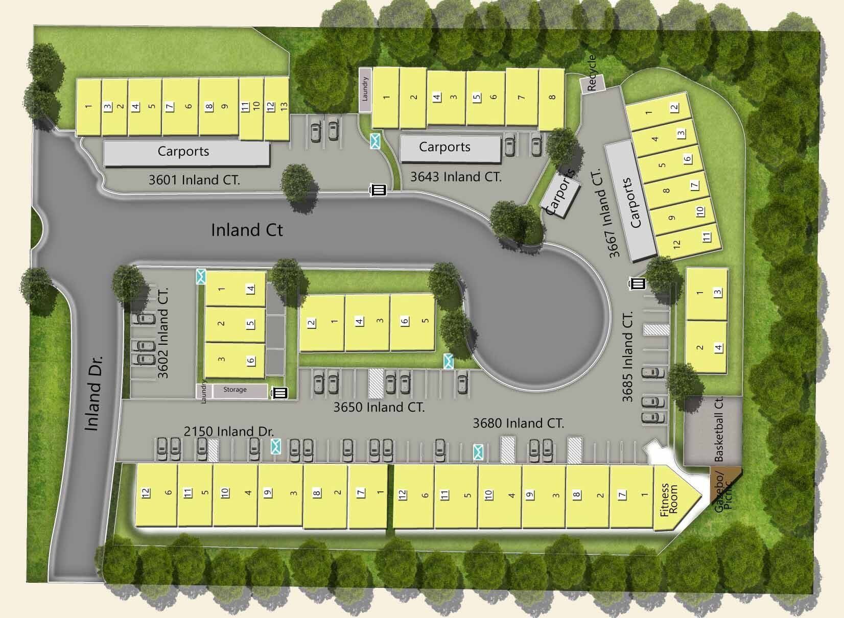 Site map of the Inland Village Apartments property.