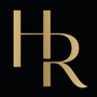 Gold “HR” monogram on a black background