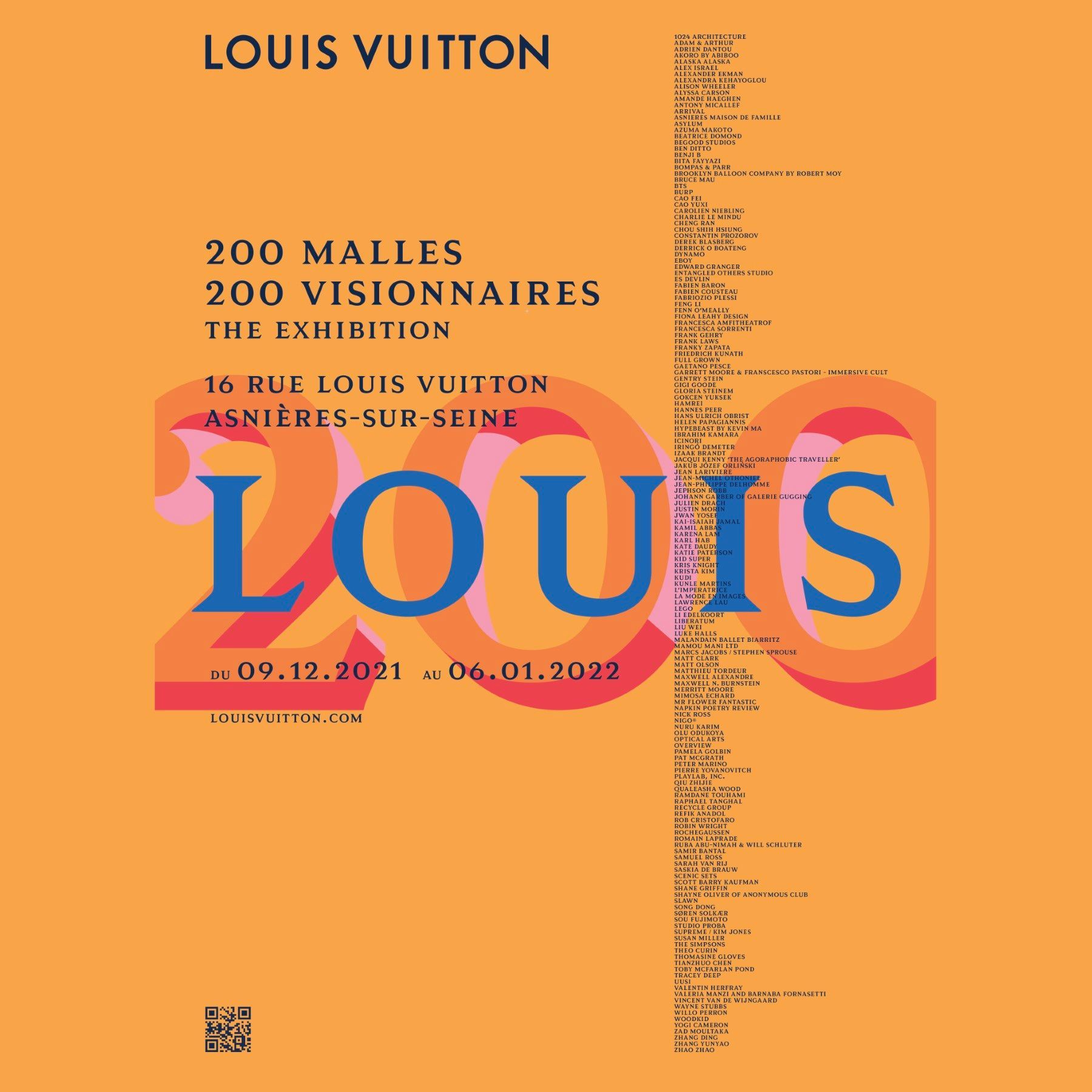 A poster for the louis vuitton 200 malle visionnaires exhibition