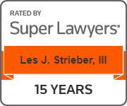 A badge that says `` rated by super lawyers '' on it.