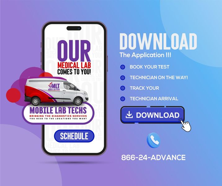 A mobile lab techs advertisement with a van on it.