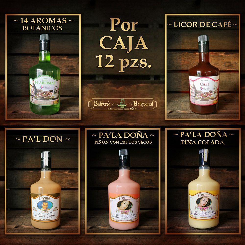 Licores y Cremas Artesanales (Por caja 750 ml)