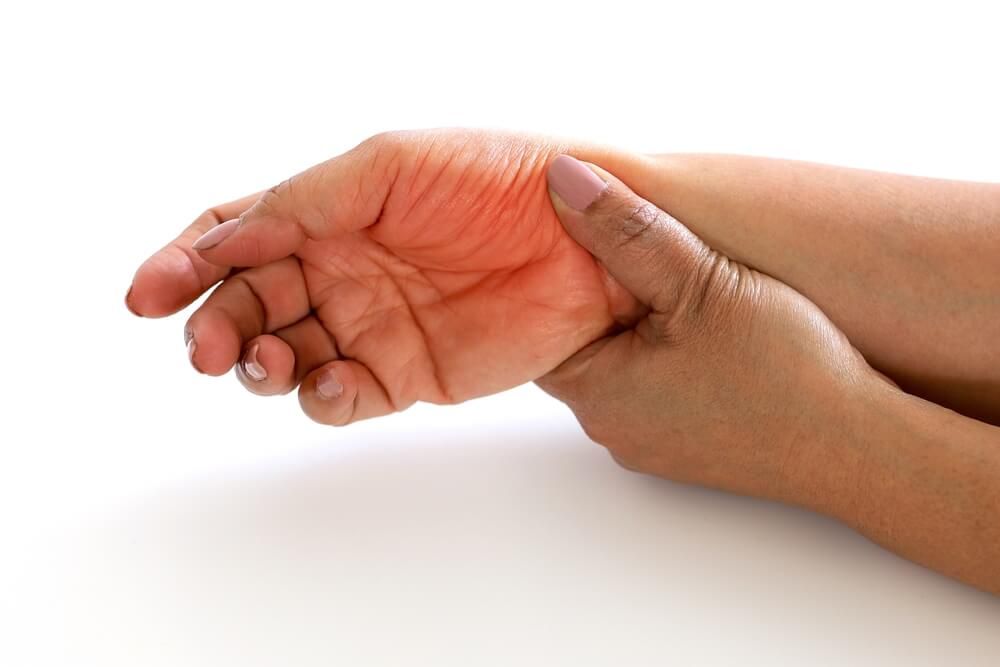 Hand holding painful wrist.
