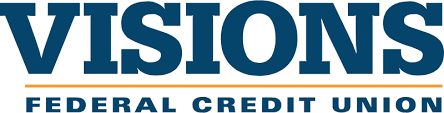 Visions Federal Credit Union logo in dark blue and orange on a white background