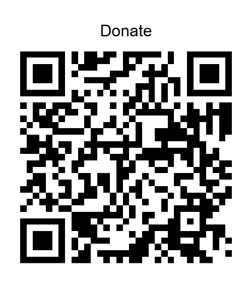 PayPal QR code in blue and white with the PayPal logo centered