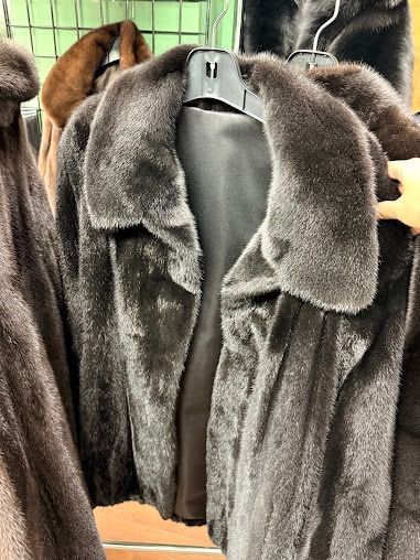 Luxury dark grey mink fur coat with wide collar at USA Furs by George Manhattan