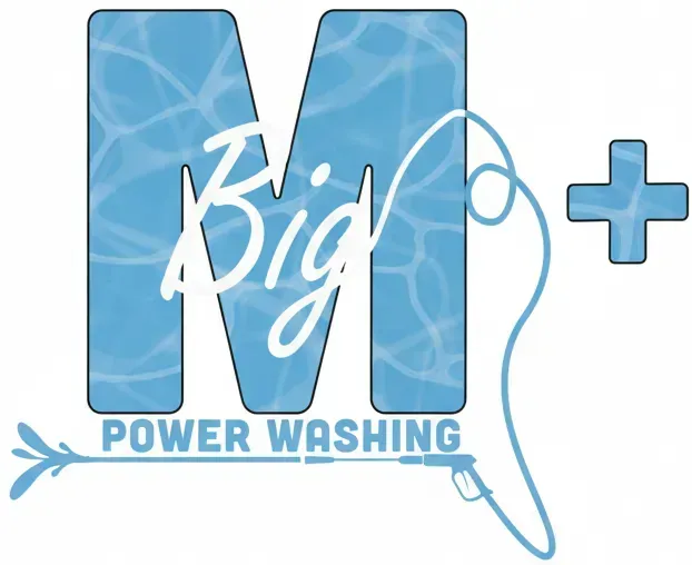 Logo for Big M Power Washing: Large blue M with