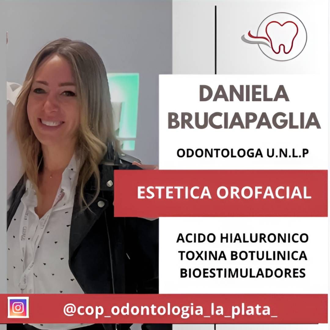 Retrato de un dentista sonriente junto a un anuncio español de tratamientos dentales estéticos, con texto en rojo y blanco.