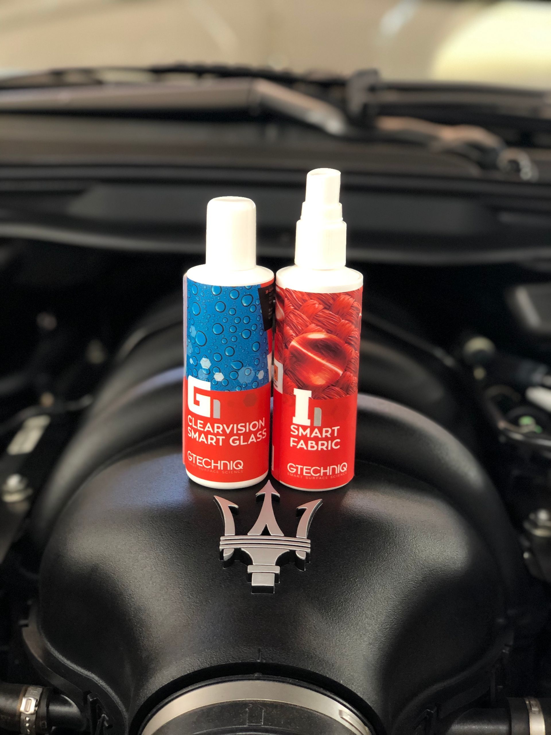 Two car cleaning products labeled
