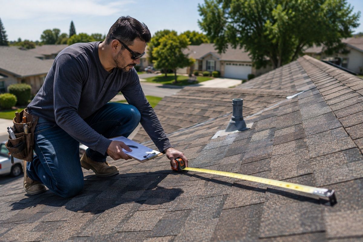 Roof measurements taken before estimating replacement costs