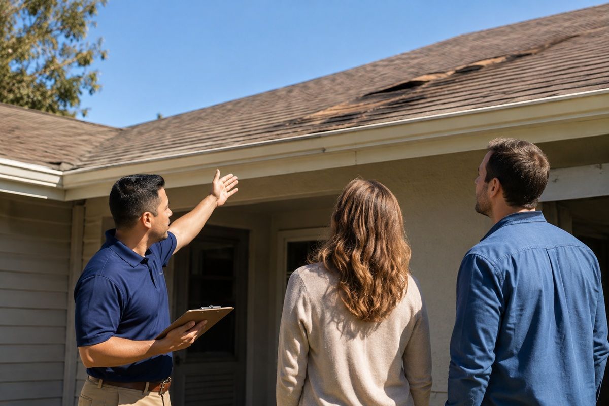 Roofing contractor preparing an estimate for an Atwater homeowner